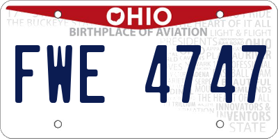 OH license plate FWE4747