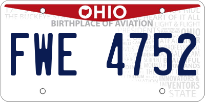 OH license plate FWE4752