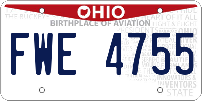OH license plate FWE4755