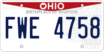OH license plate FWE4758