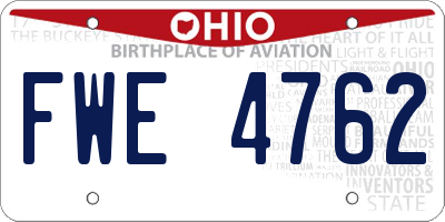OH license plate FWE4762