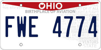 OH license plate FWE4774