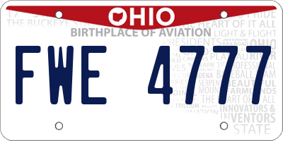 OH license plate FWE4777