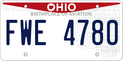 OH license plate FWE4780
