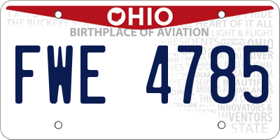 OH license plate FWE4785