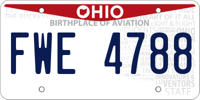 OH license plate FWE4788