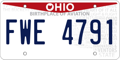OH license plate FWE4791