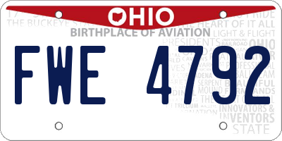 OH license plate FWE4792