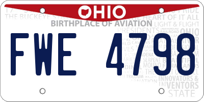 OH license plate FWE4798