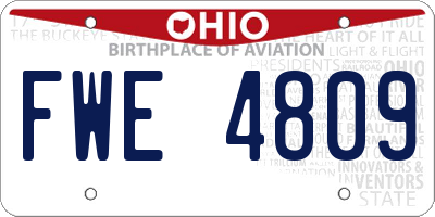 OH license plate FWE4809