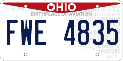 OH license plate FWE4835