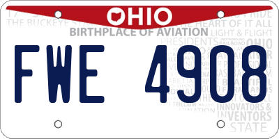 OH license plate FWE4908