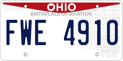 OH license plate FWE4910