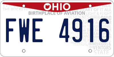 OH license plate FWE4916