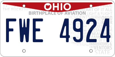 OH license plate FWE4924