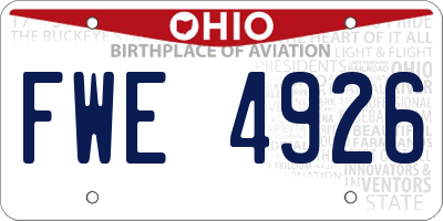 OH license plate FWE4926