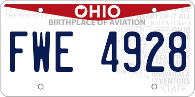 OH license plate FWE4928