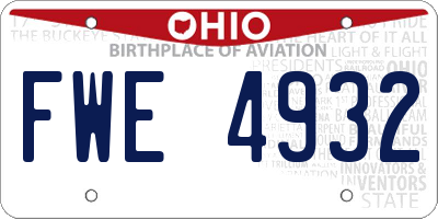 OH license plate FWE4932