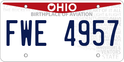 OH license plate FWE4957