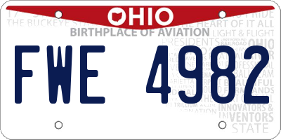 OH license plate FWE4982