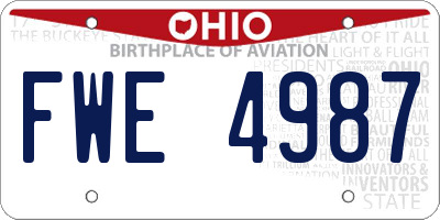OH license plate FWE4987
