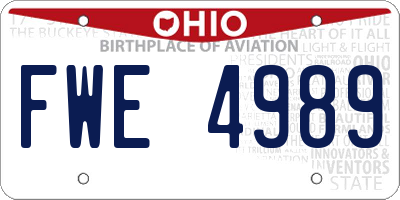 OH license plate FWE4989