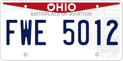 OH license plate FWE5012