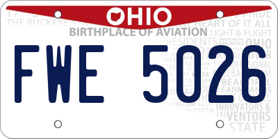 OH license plate FWE5026