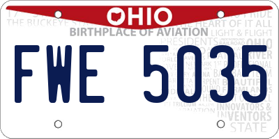 OH license plate FWE5035