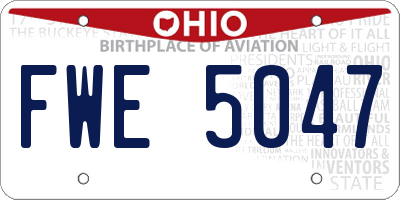 OH license plate FWE5047