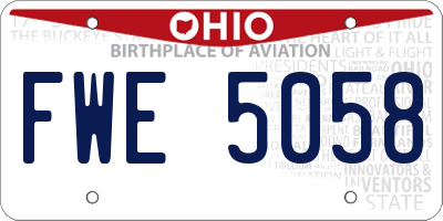 OH license plate FWE5058