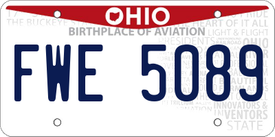 OH license plate FWE5089