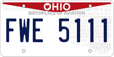 OH license plate FWE5111