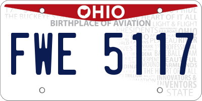 OH license plate FWE5117