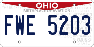 OH license plate FWE5203