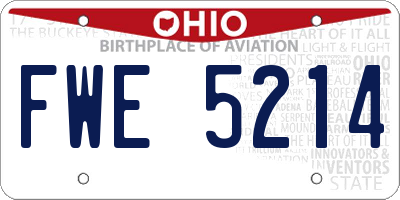 OH license plate FWE5214