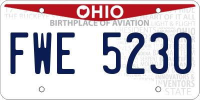 OH license plate FWE5230