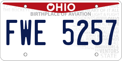 OH license plate FWE5257