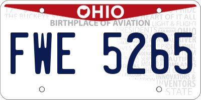 OH license plate FWE5265