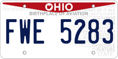 OH license plate FWE5283