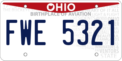 OH license plate FWE5321