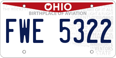 OH license plate FWE5322