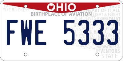 OH license plate FWE5333