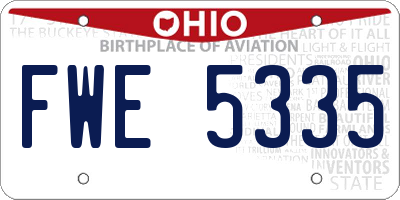 OH license plate FWE5335