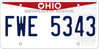 OH license plate FWE5343