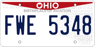 OH license plate FWE5348