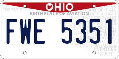 OH license plate FWE5351