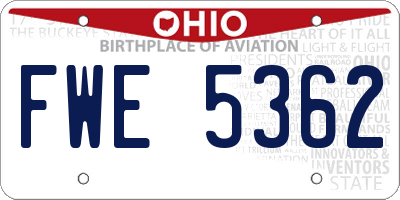 OH license plate FWE5362