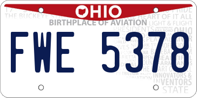 OH license plate FWE5378
