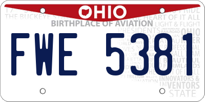 OH license plate FWE5381